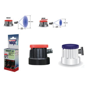 Testina con Getto Orientabile e Variatore di Pressione per Bombolette Spray