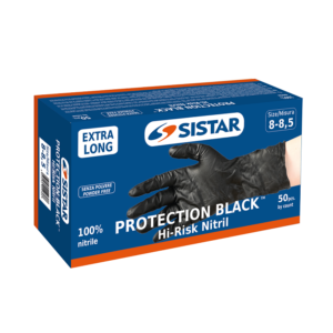 SISTAR Guanti in Nitrile a Medio Spessore, per Solventi e Sostanze Chimiche, Protection Black Hi Risk, Neri (Confezione da 50pz.) - Varie Misure