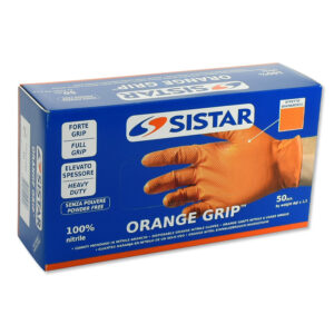 SISTAR Guanti in Nitrile Diamantati, ad Elevata Resistenza Chimica e Meccanica, Orange Grip, Arancioni (Confezione da 50pz.) - Varie Misure
