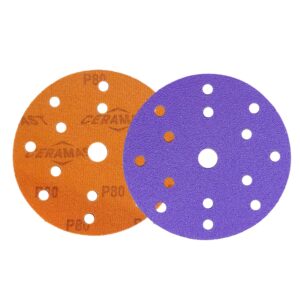 SISTAR Dischi Velcrati Abrasivi Ceramico, per Finitura a Secco o ad Umido, 15 Fori, Varie Grane - Ø150mm.